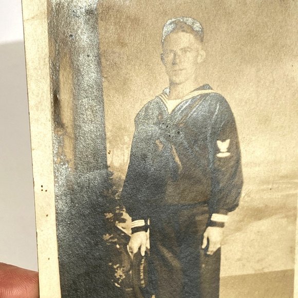 RPPC 1918 US Navy WWI Sailor Studio Portrait Pensacola AZO Divided Back Postcard - Picture 4 of 7